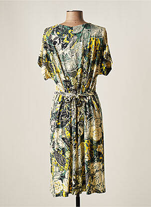 Rochie midi imprimeu floral mâneci scurte verde YEST femeie