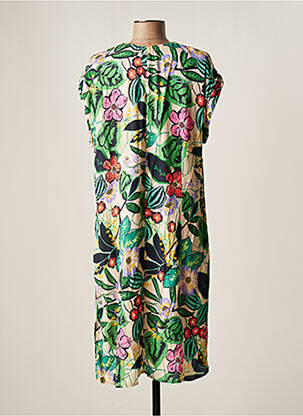 Rochie midi imprimeu floral mâneci scurte verde MAE MAHE femeie