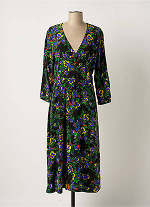 Rochie midi imprimeu floral mâneci lungi verde IDANO femeie