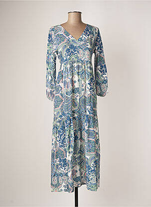 Rochie midi imprimeu floral mâneci lungi albastru GRIFFON femeie