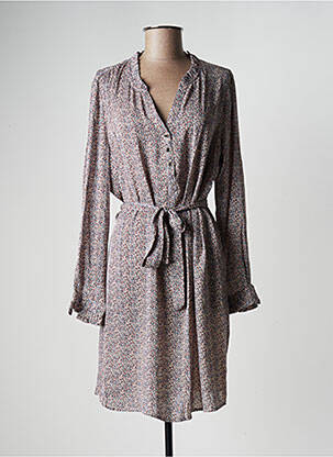 Rochie midi imprimeu fantezie mâneci lungi bej SARAH JOHN femeie