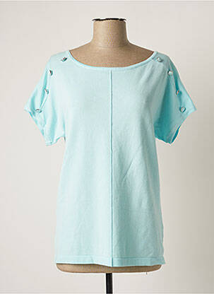 Pulover decolteu bărcuță mâneci scurte albastru MARBLE femme