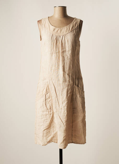 Rochie midi bej COULEURS DU TEMPS femeie