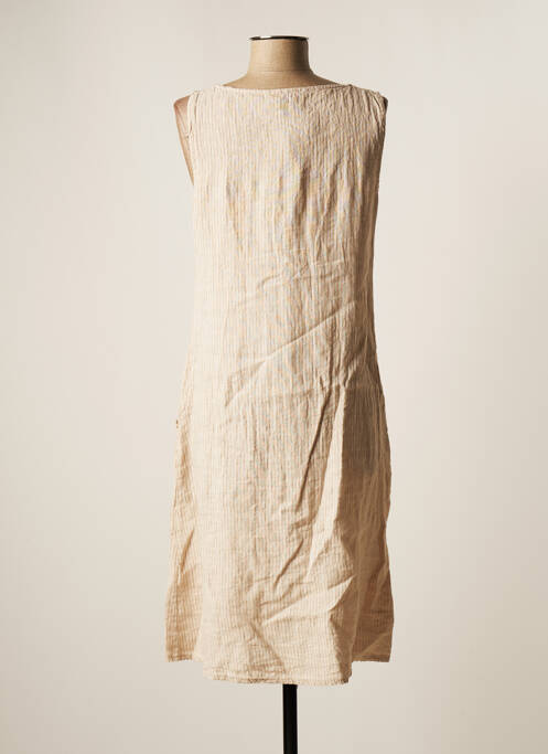 Rochie midi bej COULEURS DU TEMPS femeie