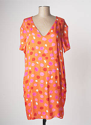 Rochie scurtă mâneci scurte mâneci scurte portocalie MANILA GRACE femeie