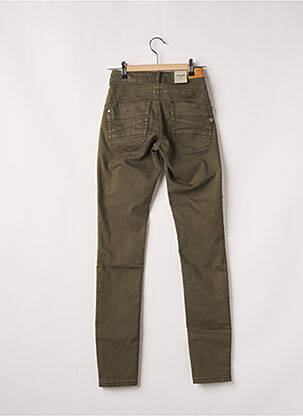 Pantalon slim broderie cu nituri talie înaltă verde CREAM femme