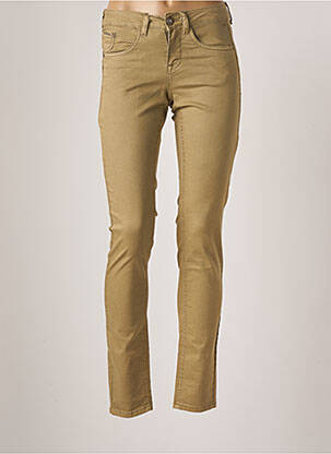 Pantalon slim broderie cu nituri talie înaltă verde CREAM femme