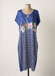Rochie midi imprimeu fantezie mâneci scurte albastru ROSE POMME femeie