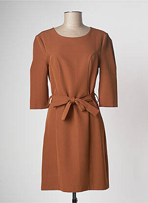 Rochie midi mâneci 3/4 mâneci 3/4 maro JODI MILLS femeie