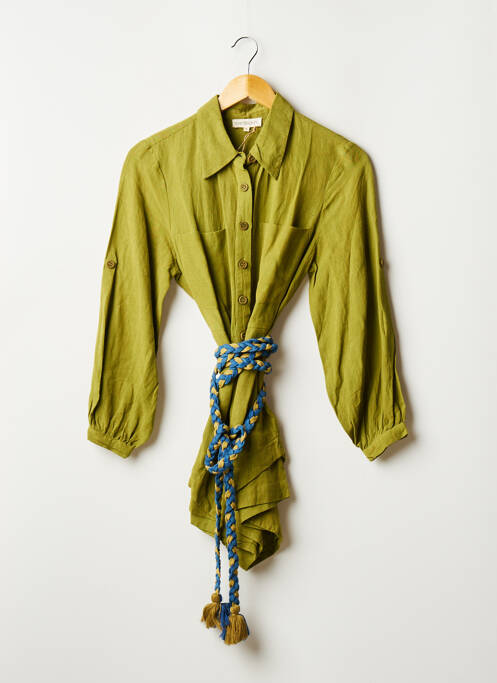 Salopetă scurtă buzunare mâneci lungi verde CHICOSOLEIL femme