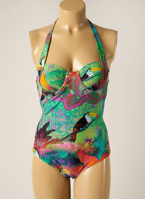 Costum de baie dintr-o singură piesă verde BLUEMAN femeie