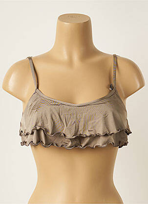 Sutien de costum de baie bretele elastice reglabile sutien balconet cu decolteu înalt maro BANANA MOON femeie