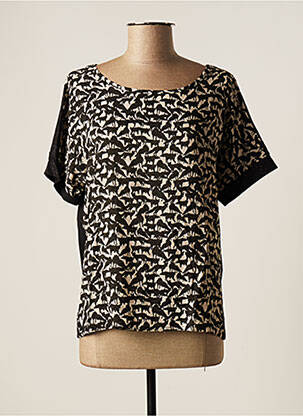 Top elasticitate mâneci scurte negru GEISHA femme