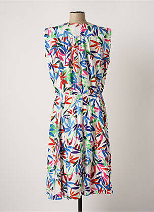 Rochie midi imprimeu floral mâneci scurte albastru MOLLY BRACKEN femeie