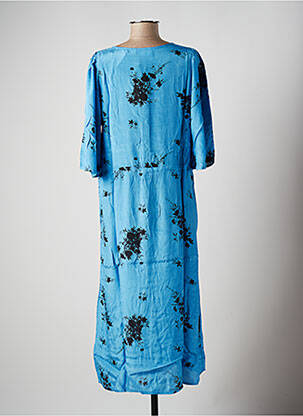 Rochie lungă imprimeu floral mâneci 3/4 albastru KAFFE femeie