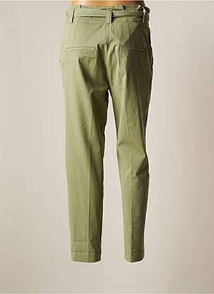 Pantalon drept țesătură poplin talie înaltă verde REIKO femeie