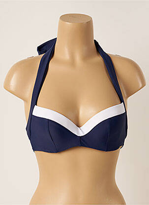 Sutien de costum de baie bretele elastice detașabile sutien balconet cu decolteu înalt albastru PANACHE femeie