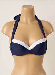 Sutien de costum de baie bretele elastice detașabile sutien balconet cu decolteu înalt albastru PANACHE femme