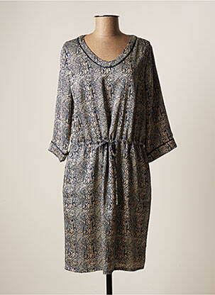 Rochie midi mâneci 3/4 mâneci 3/4 albastru SIGNATURE femeie