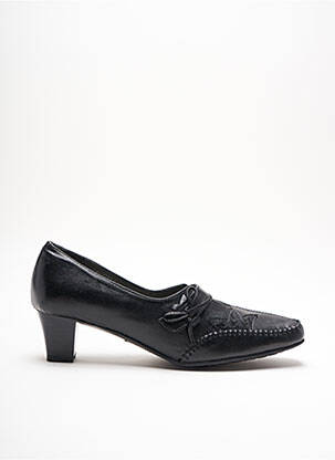 Mocasini pătrat toc de 4 la 6 cm negru PERLE DE CHARME femeie
