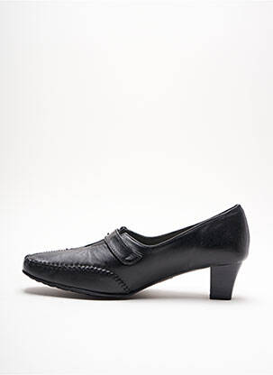 Mocasini pătrat toc de 4 la 6 cm negru PERLE DE CHARME femeie