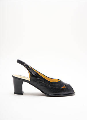Sandale/pantofi decupați țesătură satinată toc de 4 la 6 cm negru PEDI GIRL femeie