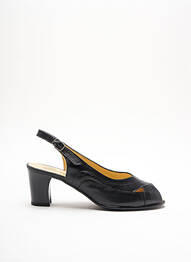 Sandale/pantofi decupați țesătură satinată toc de 4 la 6 cm negru PEDI GIRL femme