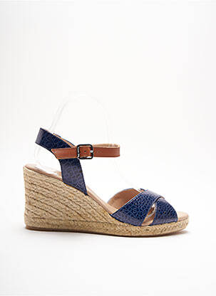 Espadrile țesătură satinată toc de 7 la 9 cm albastru CARMEN SAIZ femeie