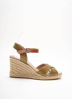 Espadrile țesătură satinată toc de 7 la 9 cm verde CARMEN SAIZ femeie
