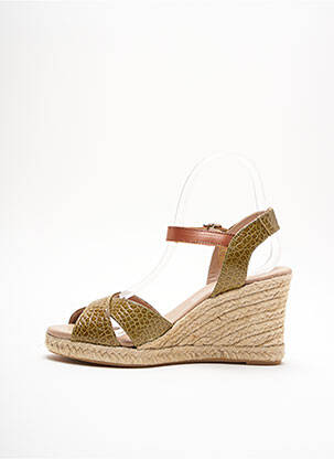 Espadrile țesătură satinată toc de 7 la 9 cm verde CARMEN SAIZ femeie