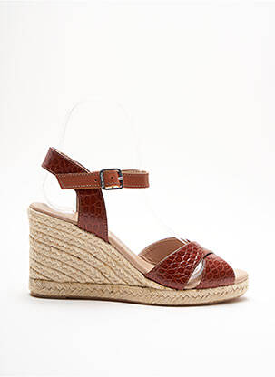 Espadrile țesătură satinată toc de 4 la 6 cm maro CARMEN SAIR femeie