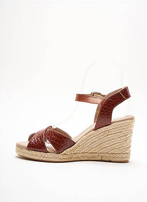 Espadrile țesătură satinată toc de 4 la 6 cm maro CARMEN SAIR femeie