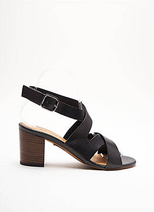 Sandale/pantofi decupați material neted toc de 4 la 6 cm negru ALIWELL femeie