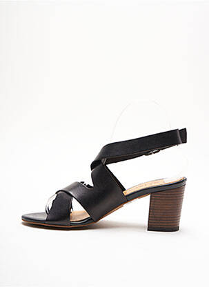 Sandale/pantofi decupați material neted toc de 4 la 6 cm negru ALIWELL femeie