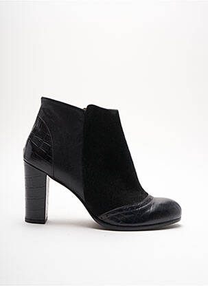 Botine/ghete țesătură satinată toc de 7 la 9 cm negru IPPON VINTAGE femeie