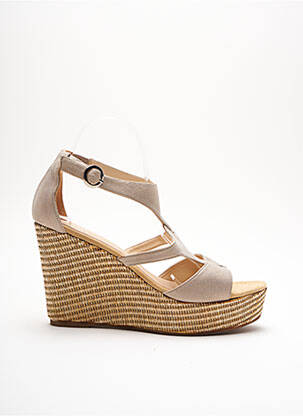 Espadrile nubuc toc de 7 la 9 cm bej UNISA femeie