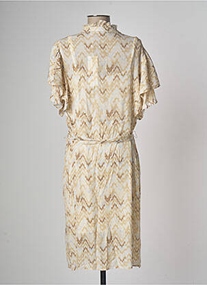 Rochie midi imprimeu fantezie mâneci scurte bej YAYA femeie