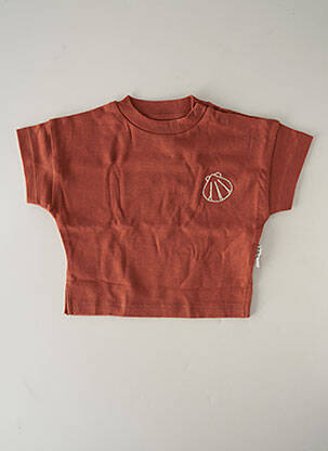 Tricou croială dreaptă mâneci scurte maro HELLO ELAÉ copil