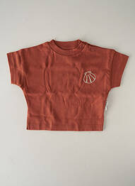 Tricou croială dreaptă mâneci scurte maro HELLO ELAÉ enfant