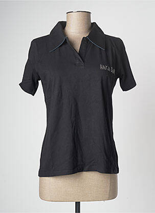 Polo broderie cu motive brodate mâneci scurte negru THE HAKADANCE femeie