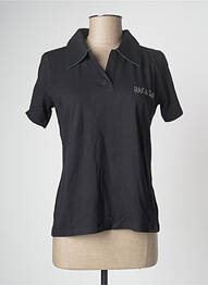 Polo broderie cu motive brodate mâneci scurte negru THE HAKADANCE femeie
