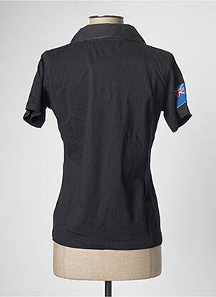 Polo broderie cu motive brodate mâneci scurte negru THE HAKADANCE femeie