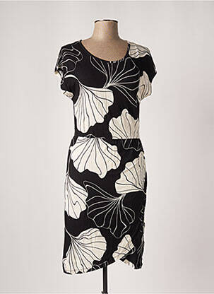 Rochie midi imprimeu fantezie mâneci scurte negru GEISHA femeie