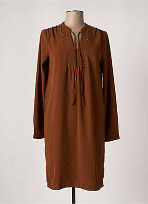 Rochie midi mâneci lungi mâneci lungi maro GEISHA femeie