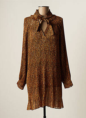 Rochie midi croială fluidă mâneci lungi maro SUNCOO femme