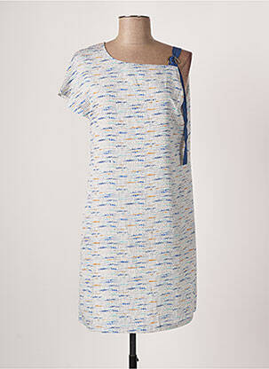 Rochie midi croială fluidă mâneci scurte albastru SEE U SOON femeie