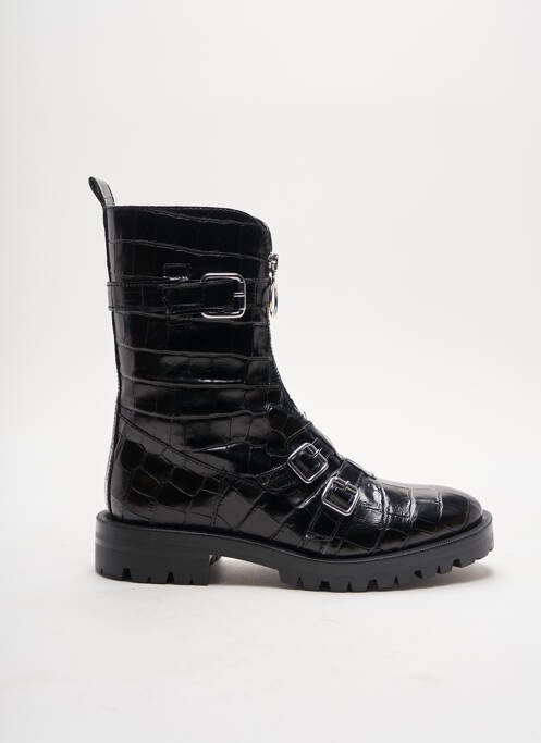 Botine/ghete țesătură satinată toc plat până la 3 cm negru ALPE femme