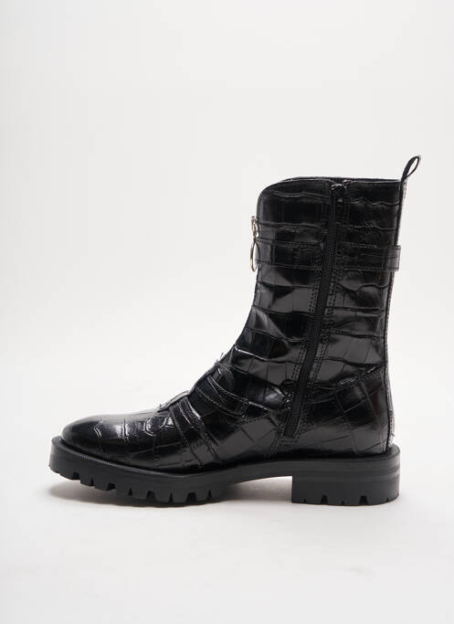 Botine/ghete țesătură satinată toc plat până la 3 cm negru ALPE femme