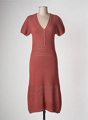 Rochie midi mâneci scurte mâneci scurte portocalie ARTLOVE femeie