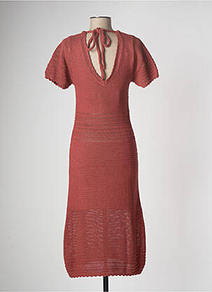 Rochie midi mâneci scurte mâneci scurte portocalie ARTLOVE femeie